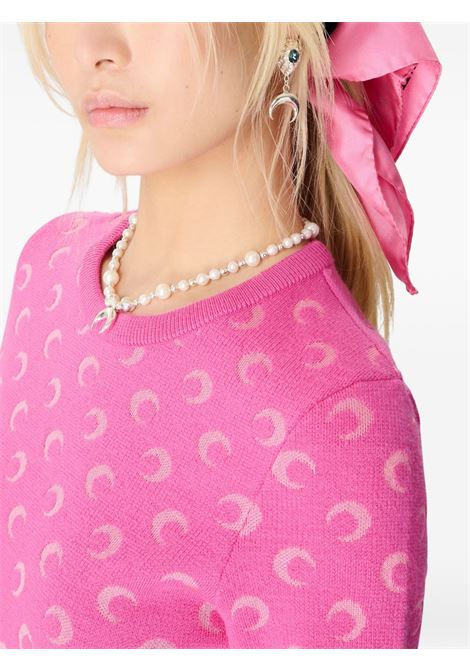 maglione moon jacquard knit fitted crewneck donna rosa MARINE SERRE | WTK014BCKNI0530PK30